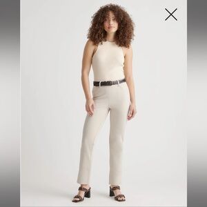 Quince Women's Ecru-Beige Ultra-Stretch Ponte Pant Straight Leg sz M Reg 30" NWT